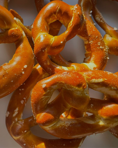 Freshly prepared pretzels.